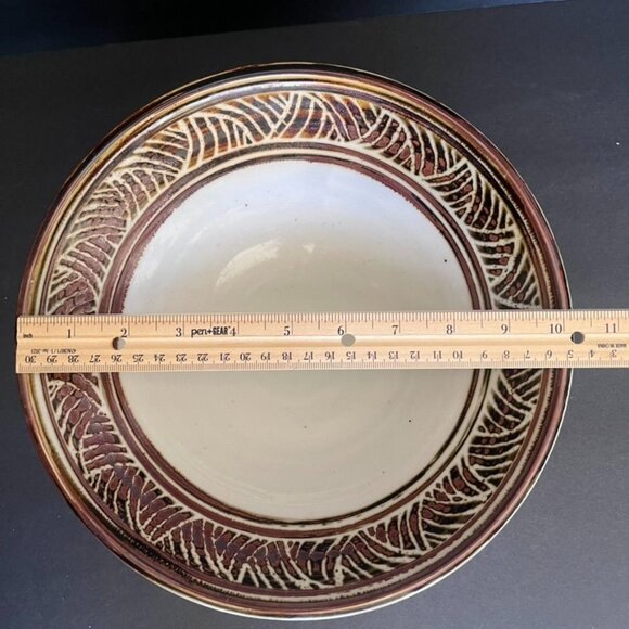 Louis Mideke Signed Handcrafted Sgraffito Ceramic Bowl 10.25" Modern Organic - Picture 6 of 7